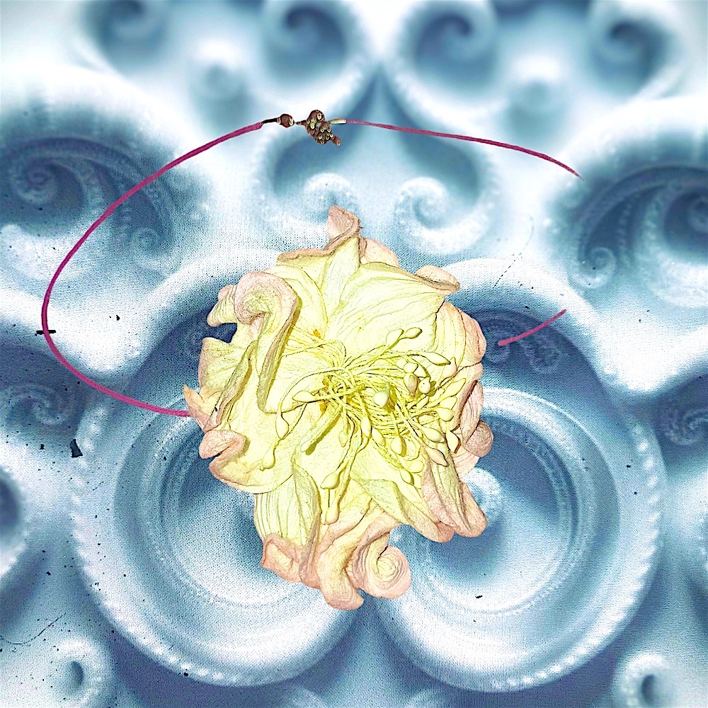 Hand Crafted Pale Yellow and Pink Floral Necklace